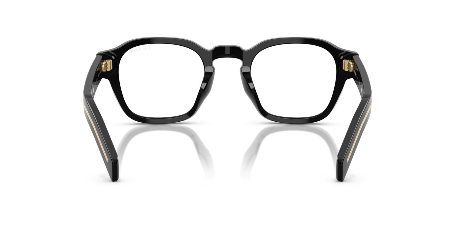 Occhiali da sole Prada PR A16S (16K60K) colore nero forma pantos lenti trasparente con filtro anti luce blu