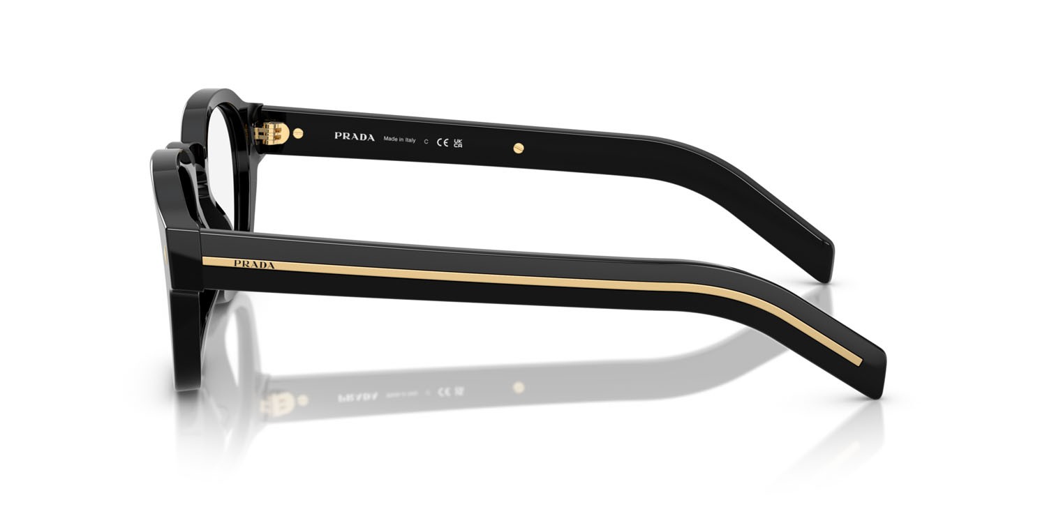 Occhiali da sole Prada PR A16S (16K60K) colore nero forma pantos lenti trasparente con filtro anti luce blu