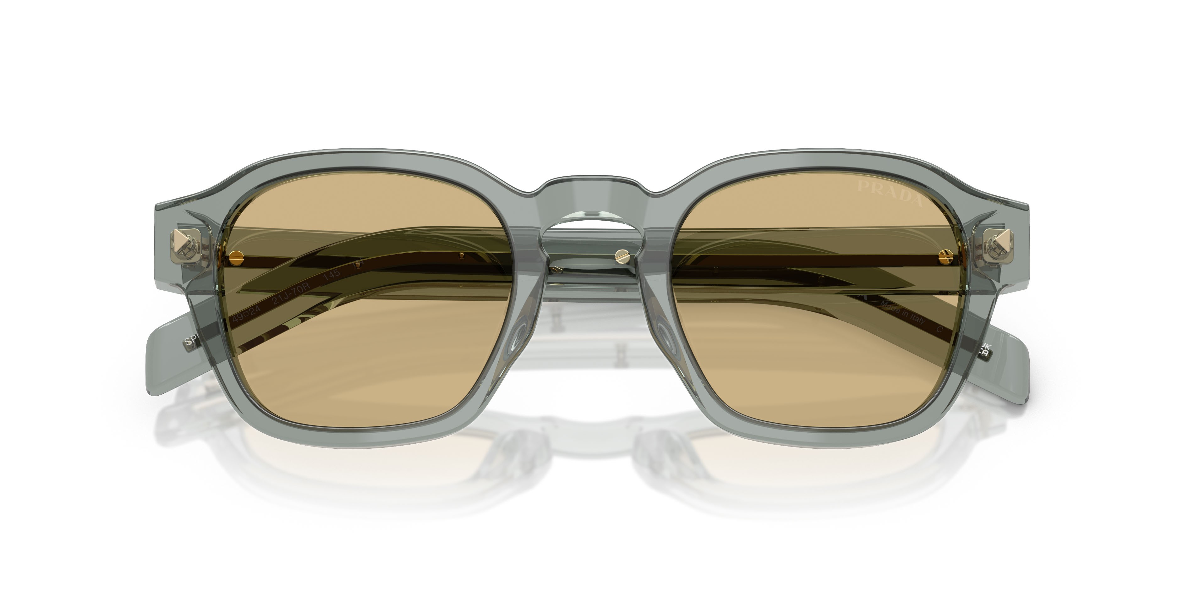 Occhiali da sole Prada PR A16S (21J70R) colore nebbia trasparente forma pantos lenti marrone chiaro