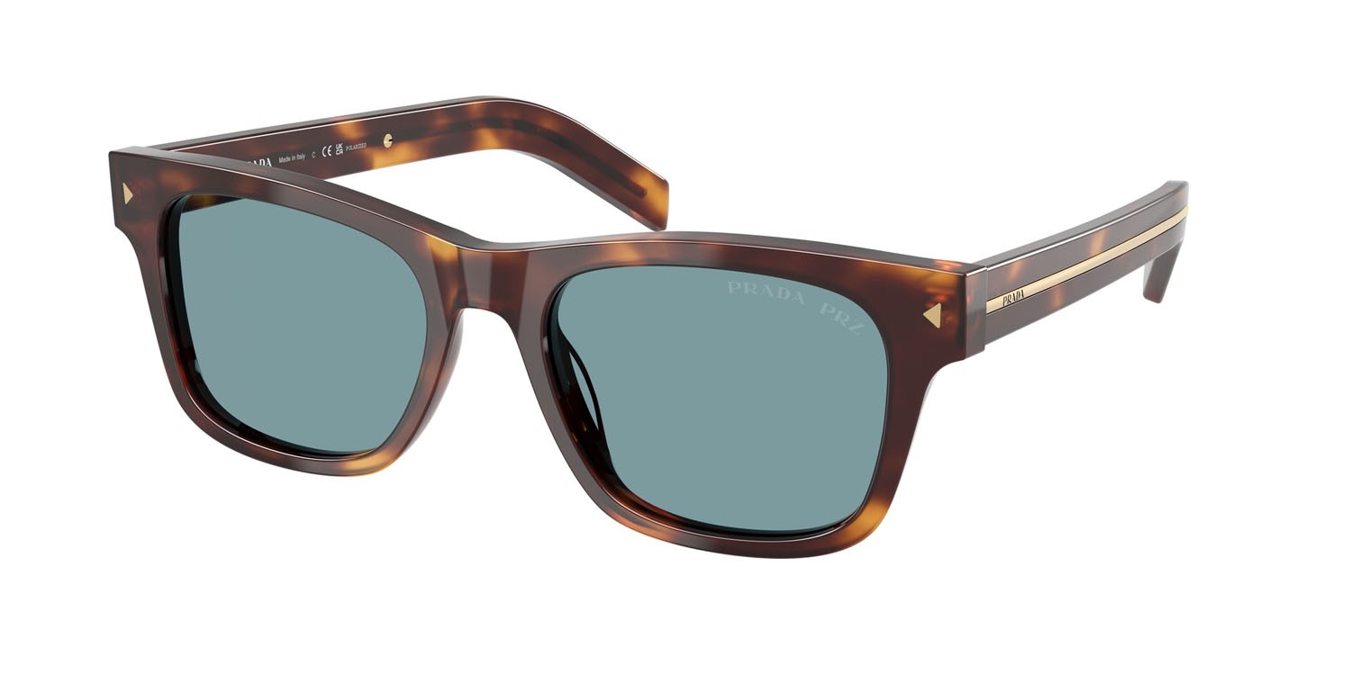 Occhiali da sole Prada PR A17S (15W04D) colore tartarugato classico forma rettangolare lenti polar verde