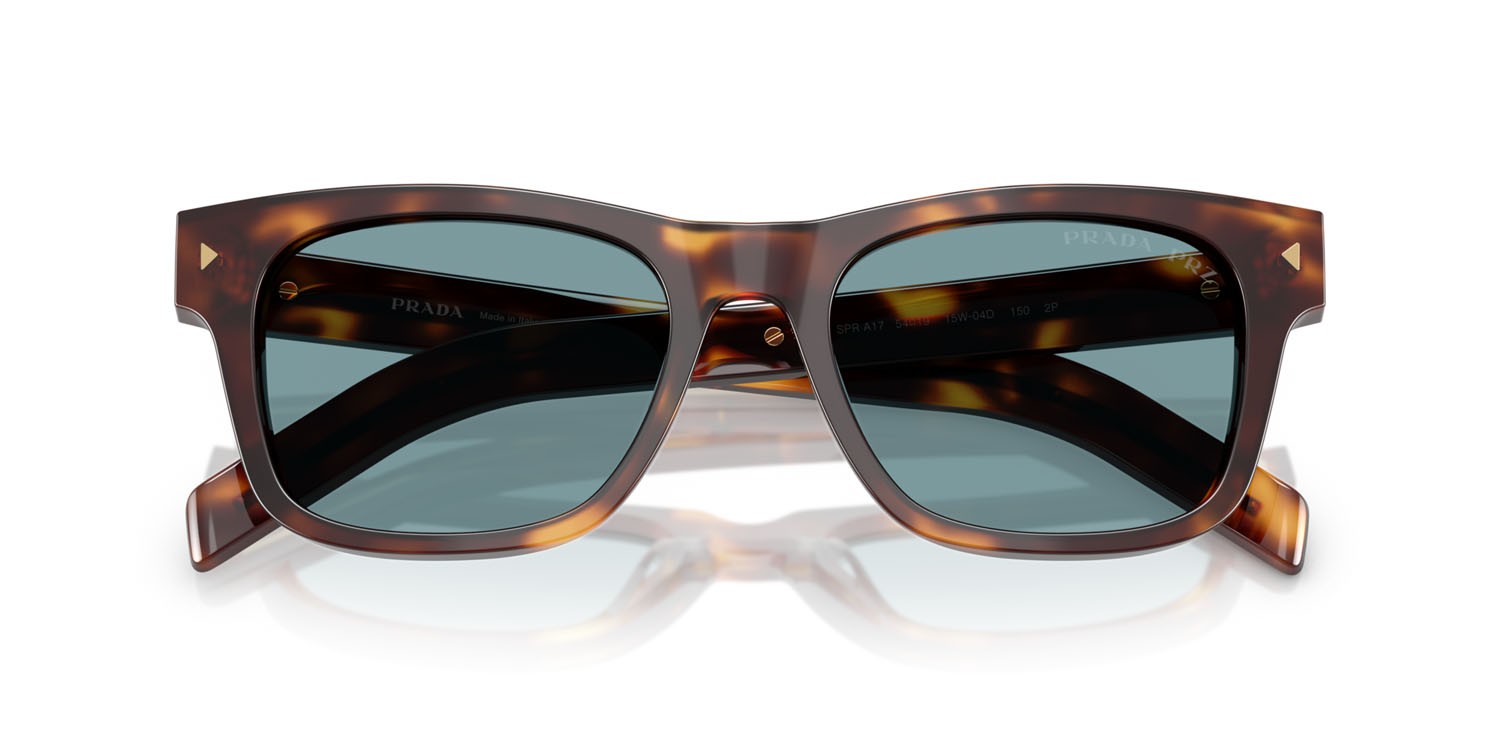 Occhiali da sole Prada PR A17S (15W04D) colore tartarugato classico forma rettangolare lenti polar verde