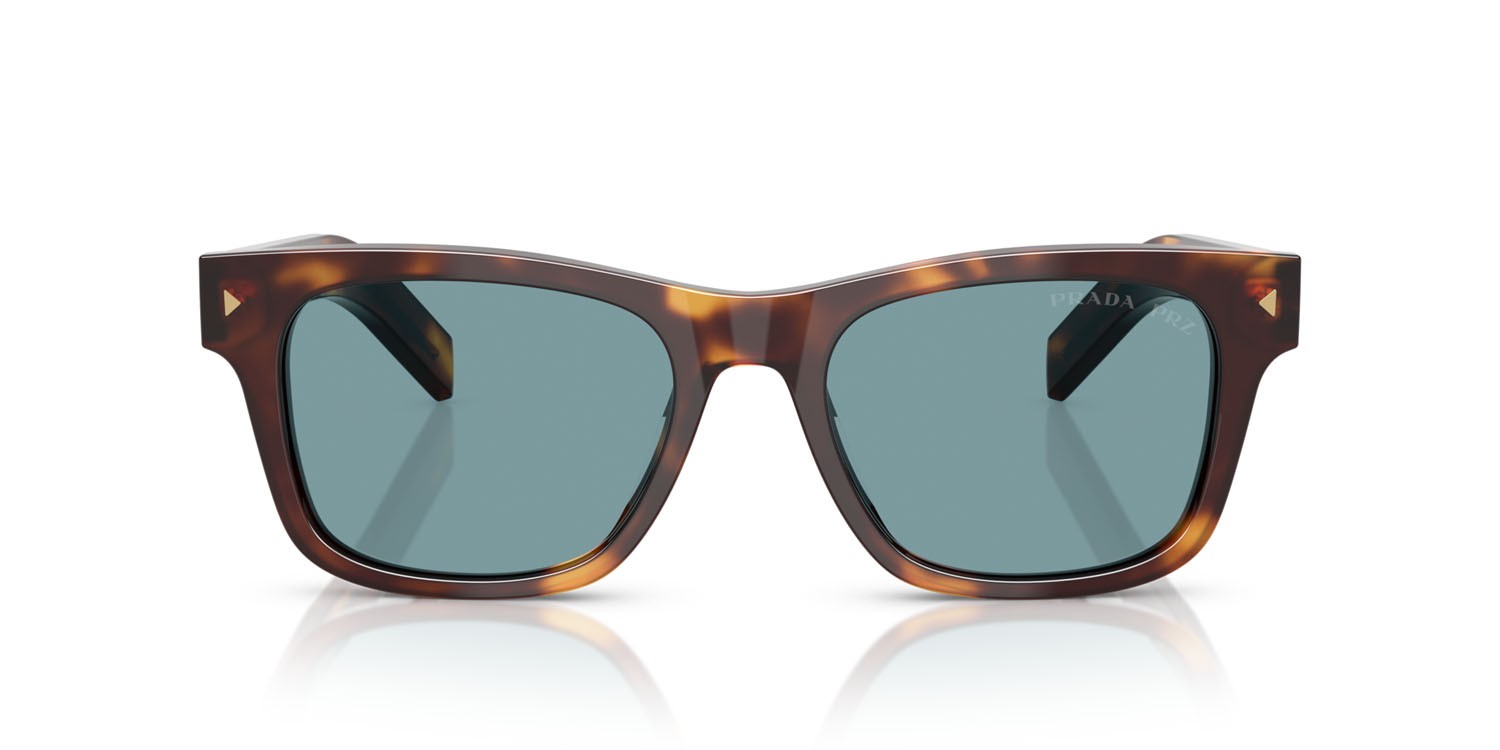Occhiali da sole Prada PR A17S (15W04D) colore tartarugato classico forma rettangolare lenti polar verde
