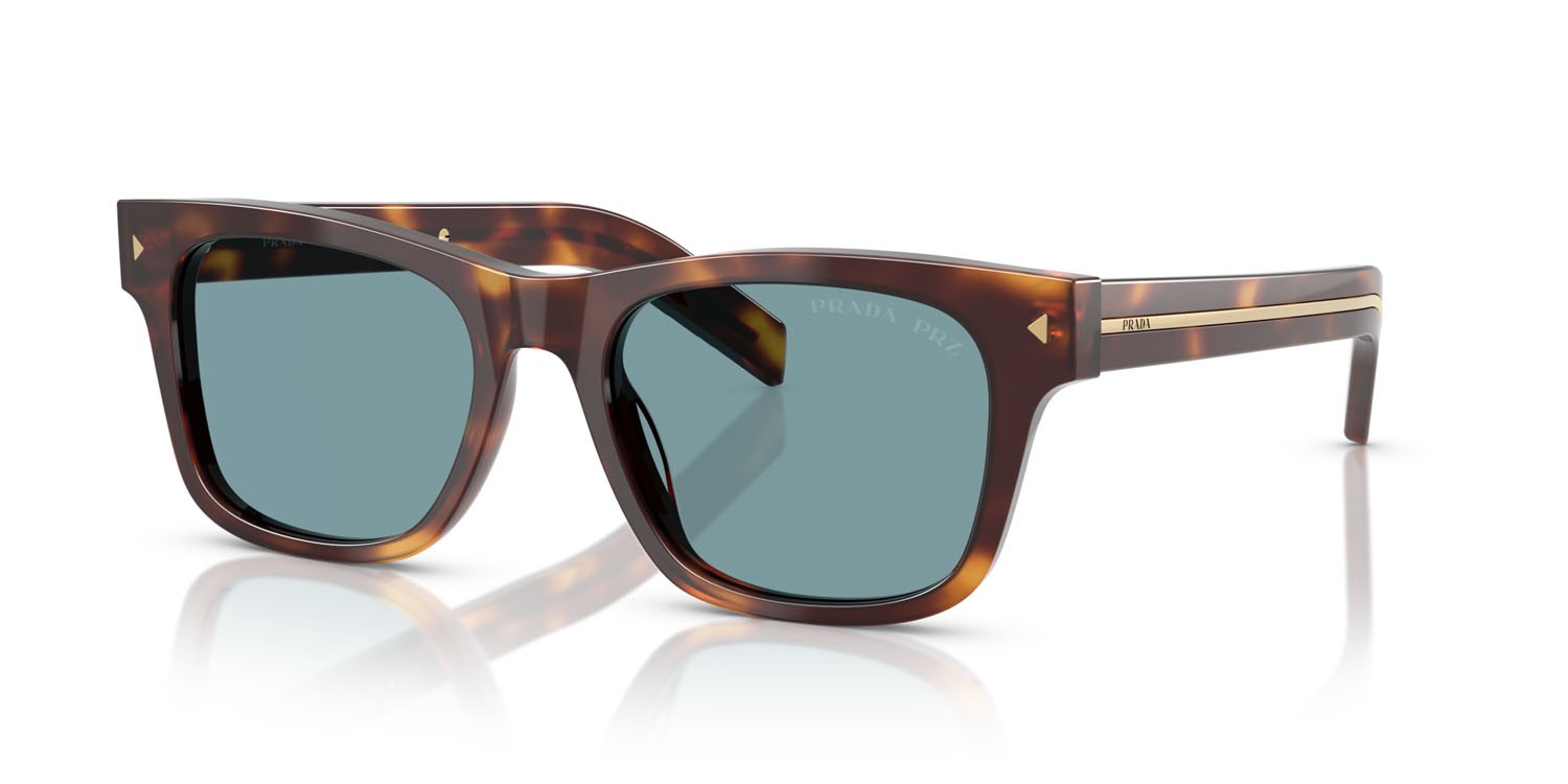 Occhiali da sole Prada PR A17S (15W04D) colore tartarugato classico forma rettangolare lenti polar verde