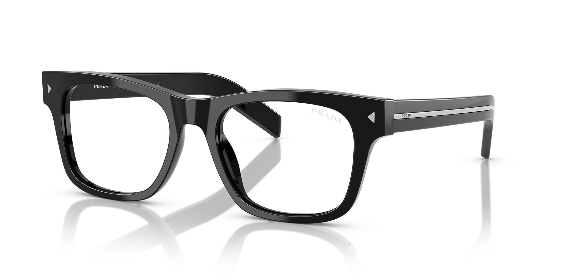 Sunglasses Prada PR A17S (16K60K) color nero shape rectangle lenses clear blue-violet light filter