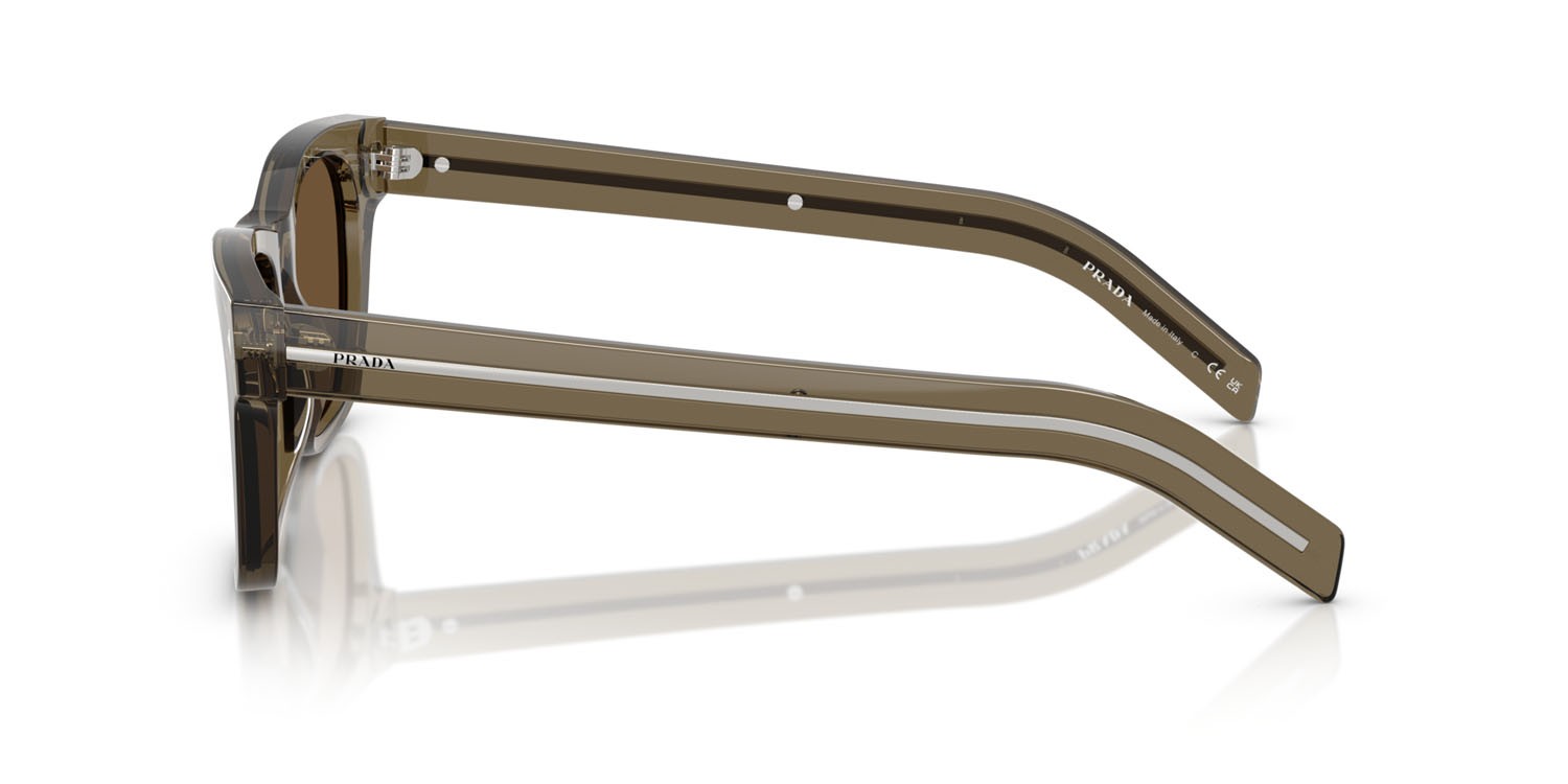 Occhiali da sole Prada PR A17S (18T70F) colore terra trasparente forma rettangolare lenti marrone scuro