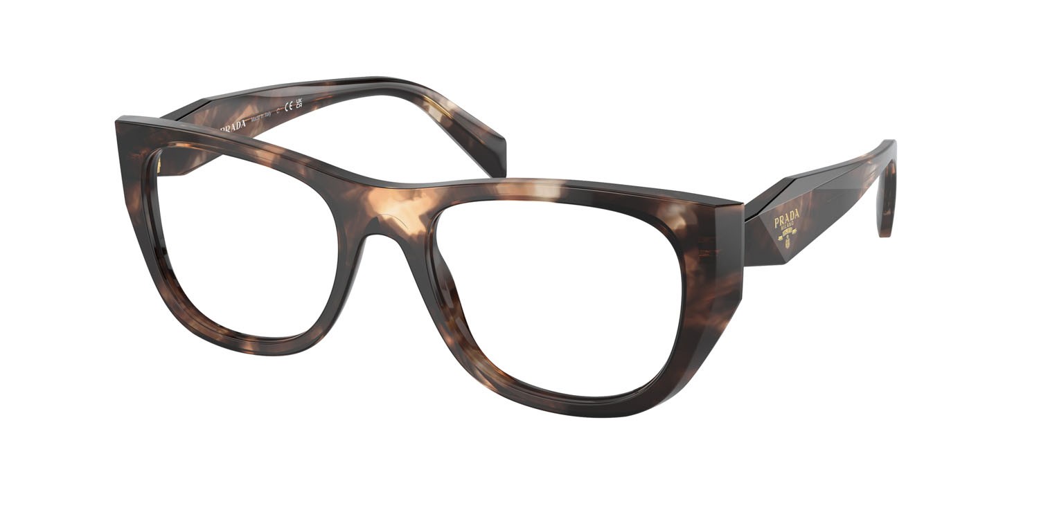 Eyeglasses Prada PR A18V (14P1O1) color caramello tartarugato shape irregular lenses lente demo