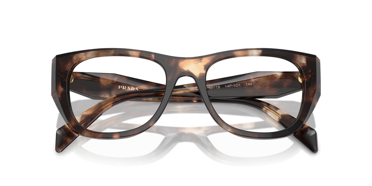 Eyeglasses Prada PR A18V (14P1O1) color caramello tartarugato shape irregular lenses lente demo