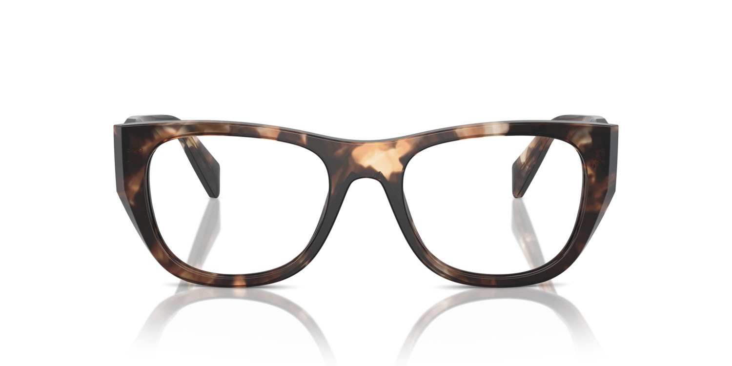 Eyeglasses Prada PR A18V (14P1O1) color caramello tartarugato shape irregular lenses lente demo