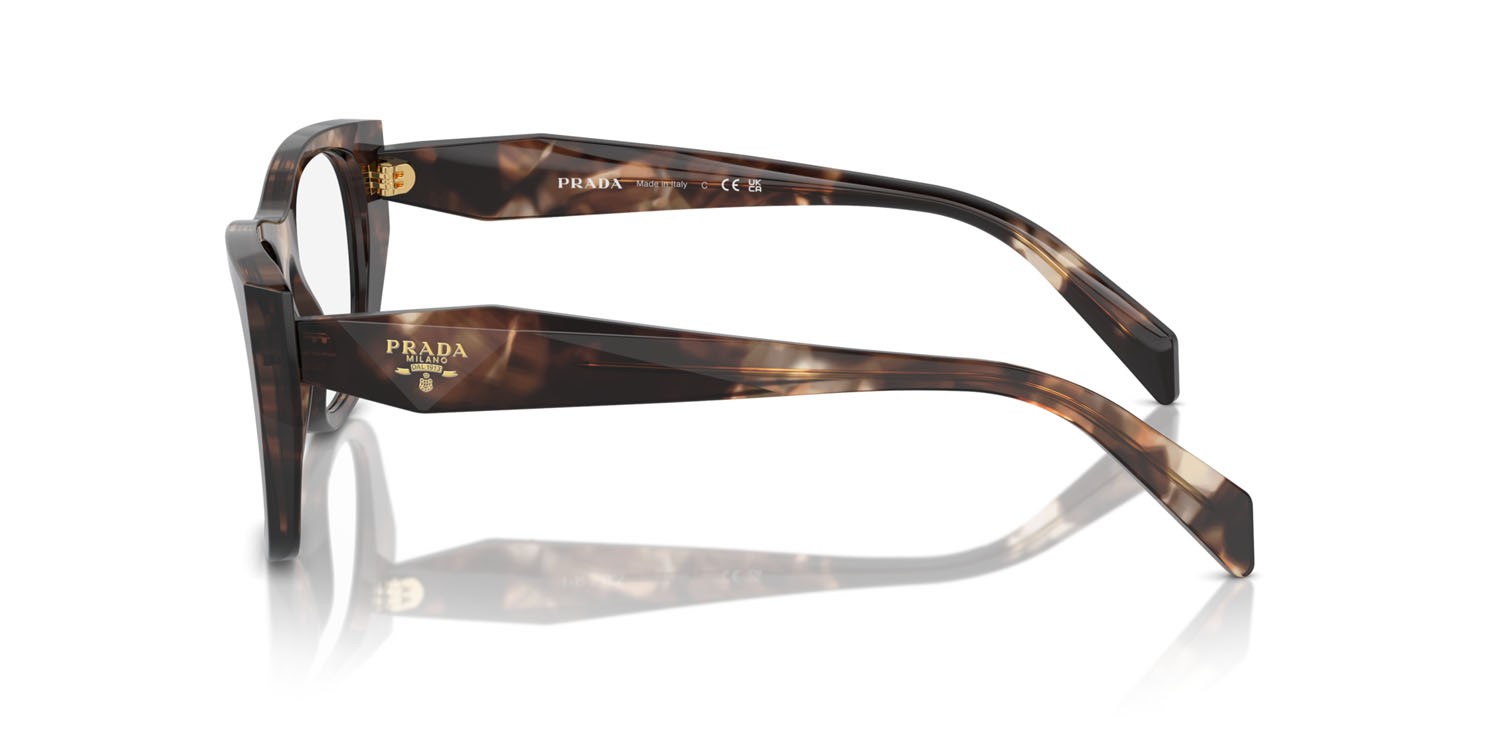 Eyeglasses Prada PR A18V (14P1O1) color caramello tartarugato shape irregular lenses lente demo
