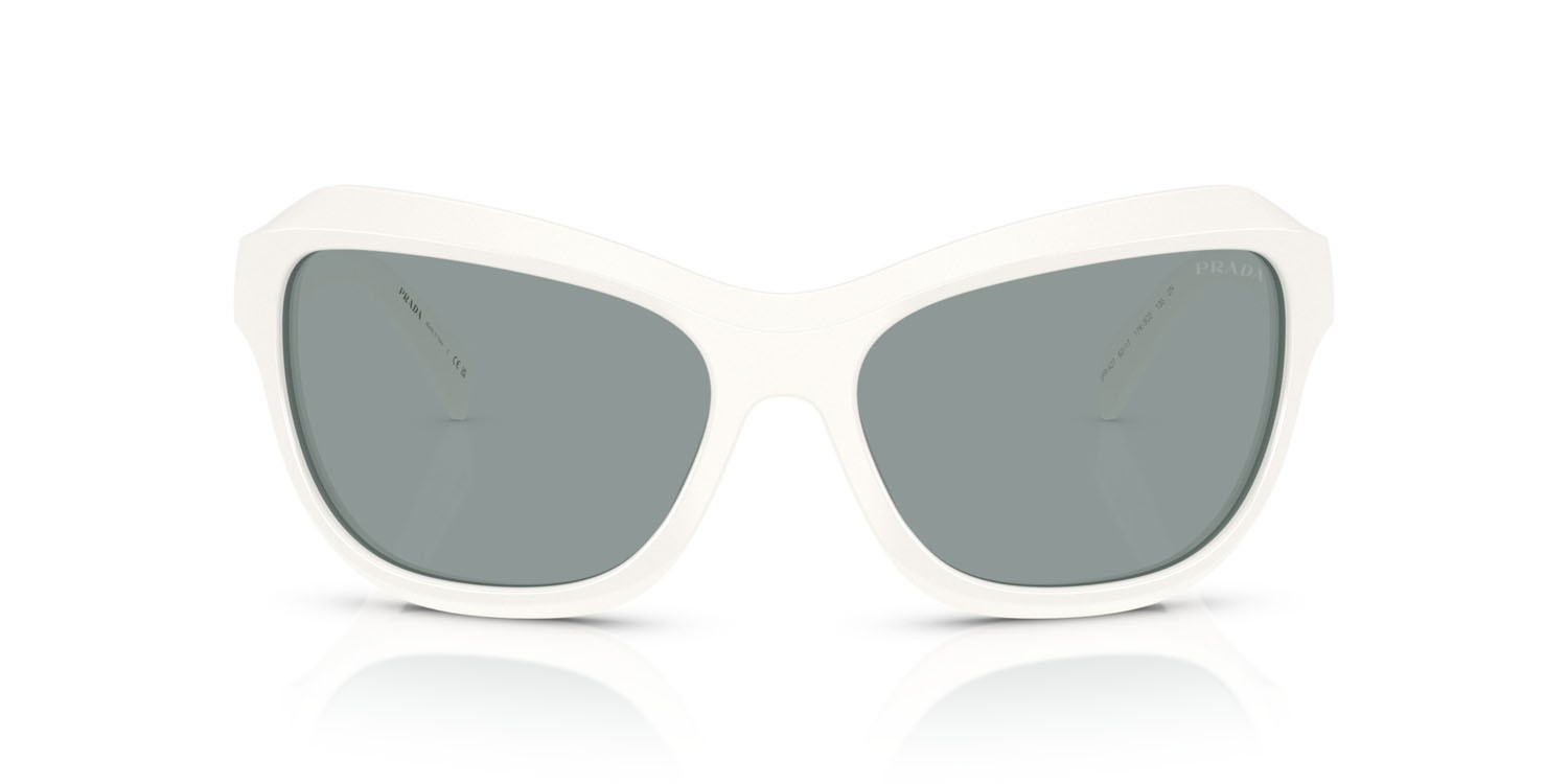Sonnenbrillen Prada PR A27S (17K3C2) farbe bianco talco form schmetterling gläser grigio scuro