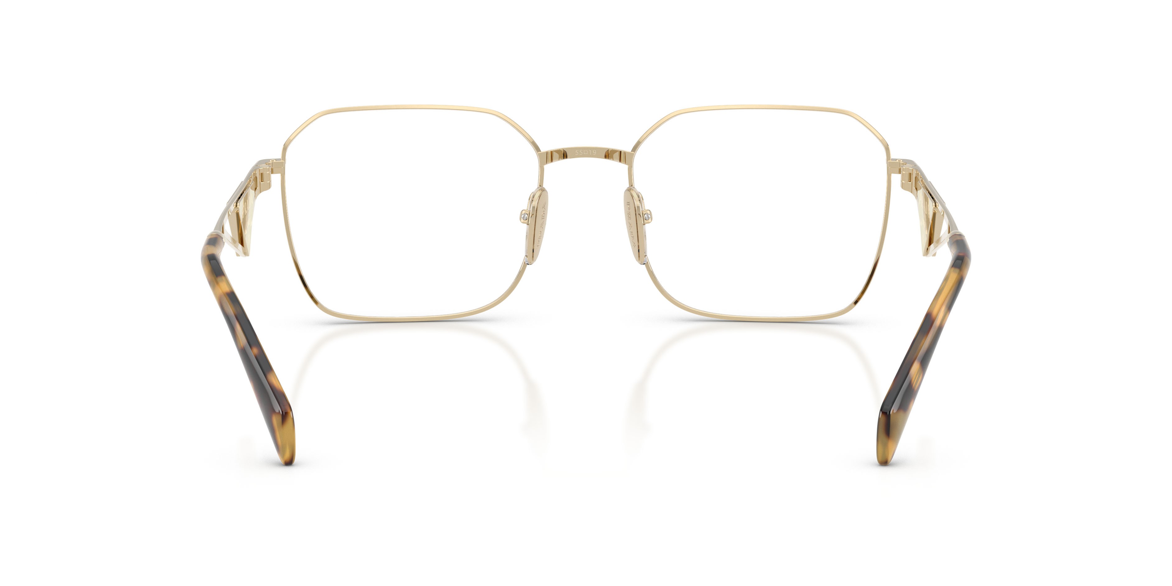 Eyeglasses Prada PR A51V (14N1O1) color oro pallido shape irregular lenses lente demo