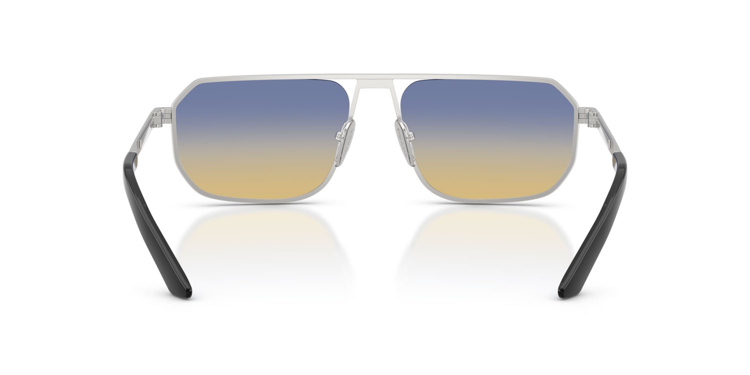 Occhiali da sole Prada PR A53S (27506Z) colore argento opaco forma quadrato lenti yellow/dark blue