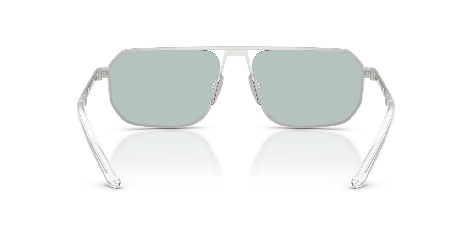 Occhiali da sole Prada PR A53S (27540N) colore argento opaco forma quadrato lenti azzurro
