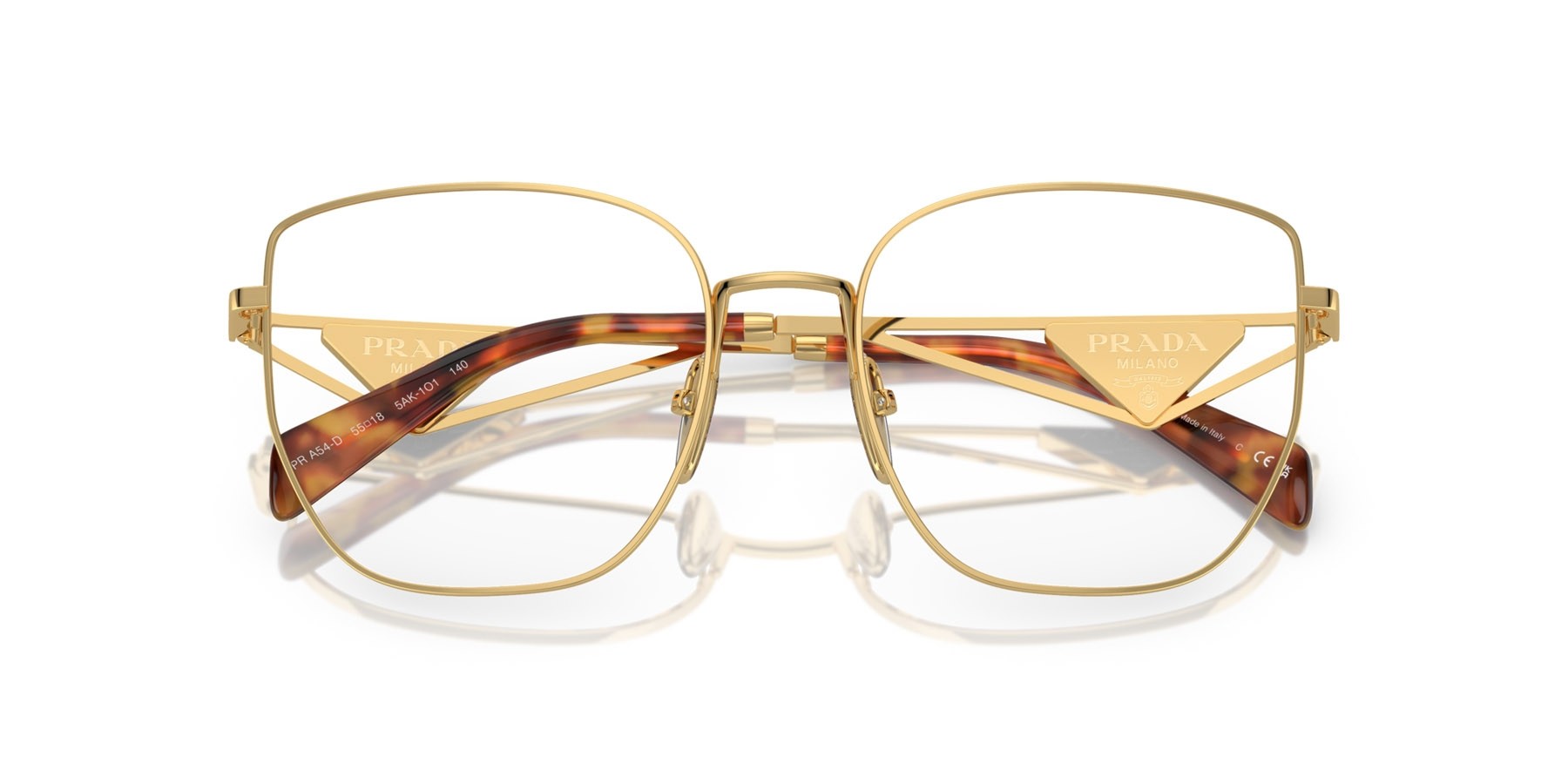 Eyeglasses Prada PR A54VD (5AK1O1) color oro shape butterfly lenses lente demo