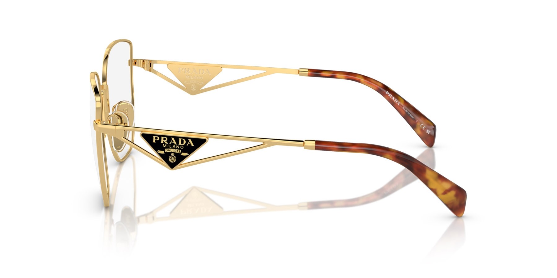 Eyeglasses Prada PR A54VD (5AK1O1) color oro shape butterfly lenses lente demo