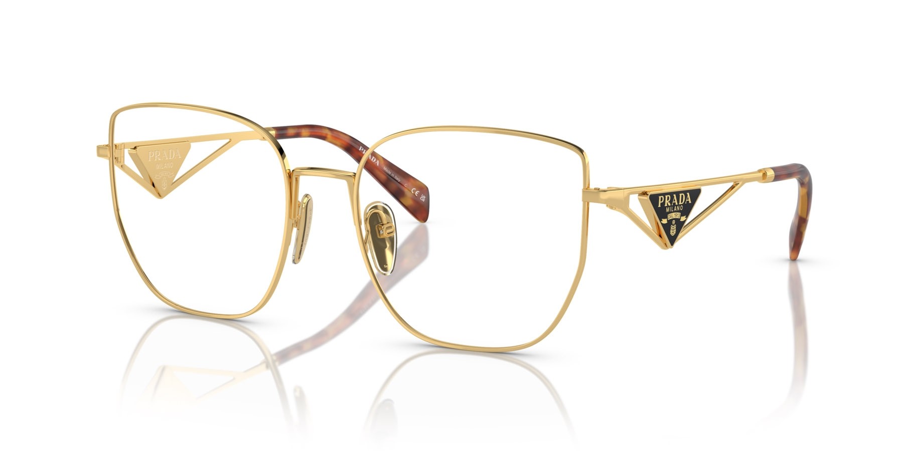 Eyeglasses Prada PR A54VD (5AK1O1) color oro shape butterfly lenses lente demo
