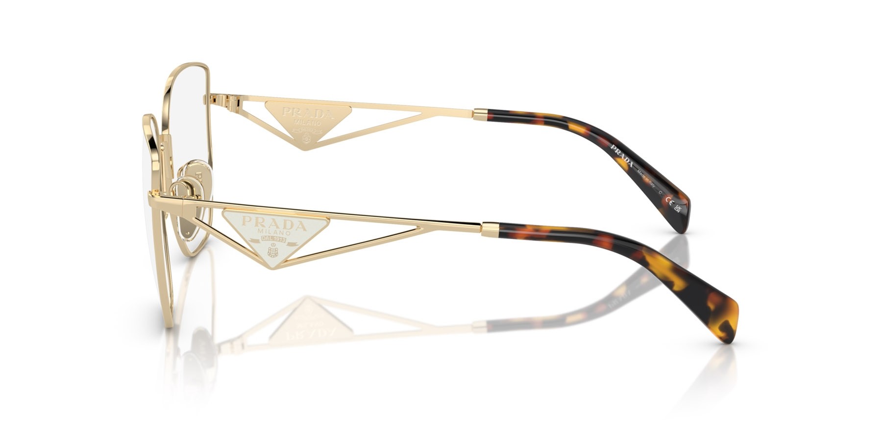 Eyeglasses Prada PR A54VD (ZVN1O1) color oro pallido shape butterfly lenses lente demo