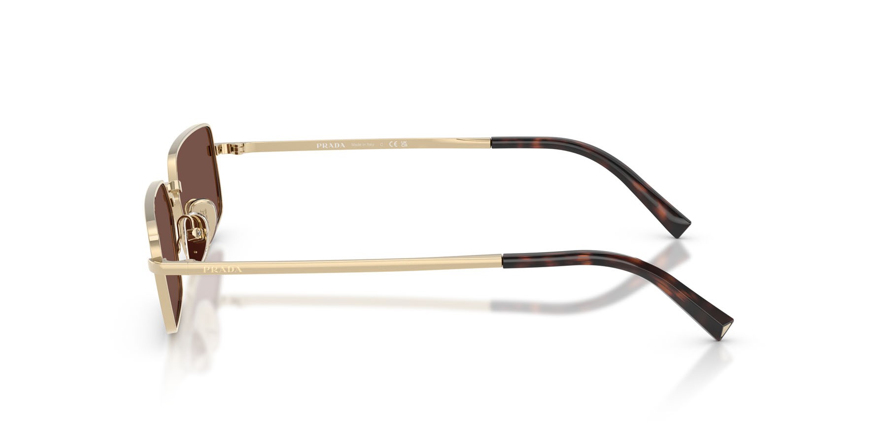 Sunglasses Prada PR A60S (ZVN80T) color oro pallido shape rectangle lenses cioccolato nero