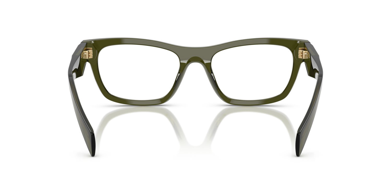 Eyeglasses Prada PR B01V (19Z1O1) color bottiglia trasparente shape butterfly lenses lente demo