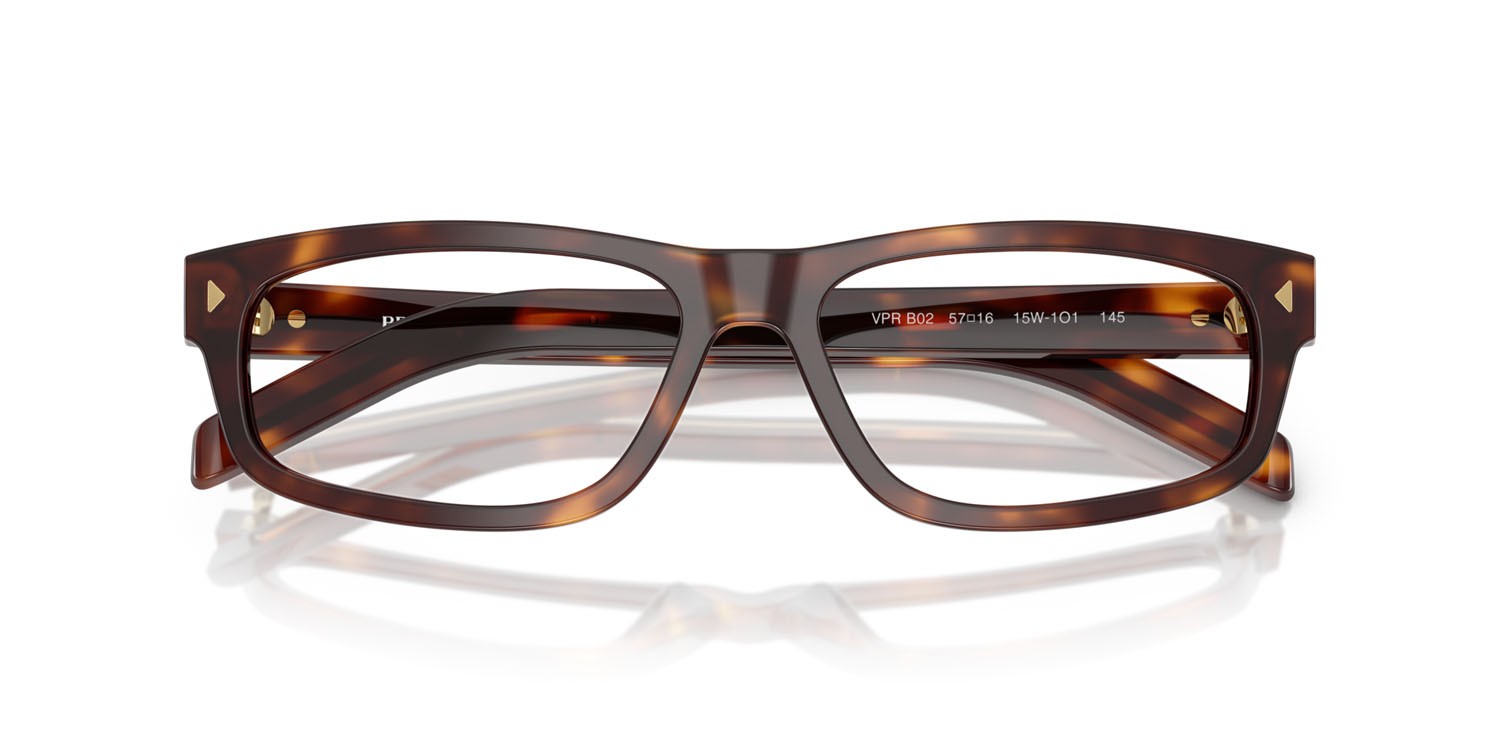 Eyeglasses Prada PR B02V (15W1O1) color havana shape rectangle lenses lente demo