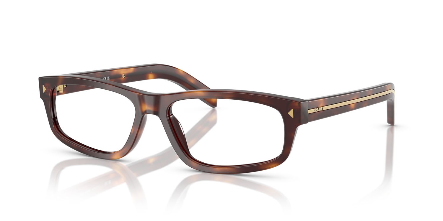 Eyeglasses Prada PR B02V (15W1O1) color havana shape rectangle lenses lente demo