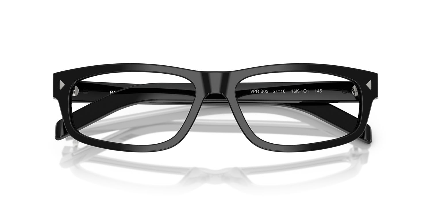 Eyeglasses Prada PR B02V (16K1O1) color nero shape rectangle lenses lente demo