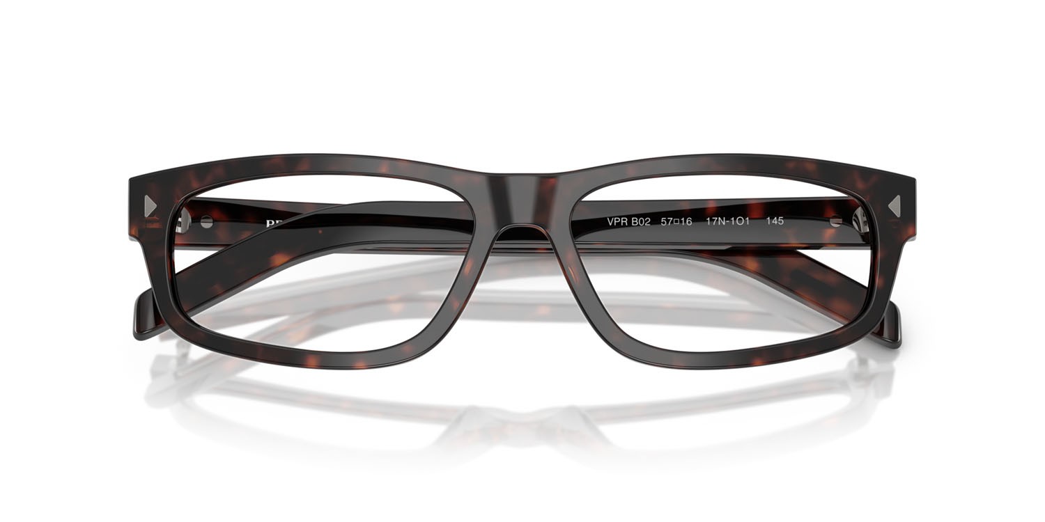 Eyeglasses Prada PR B02V (17N1O1) color root havana shape rectangle lenses lente demo