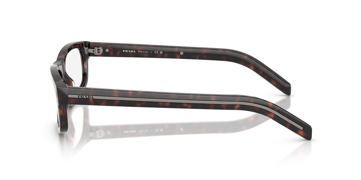 Eyeglasses Prada PR B02V (17N1O1) color root havana shape rectangle lenses lente demo