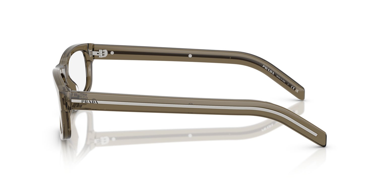 Eyeglasses Prada PR B02V (18T1O1) color marrone trasparente shape rectangle lenses lente demo