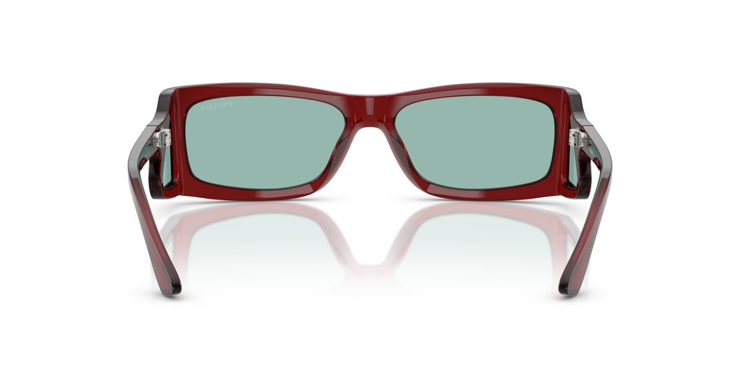 Occhiali da sole Prada PR B03S (12Z40K) colore torba trasparente forma rettangolare lenti verde petrolio