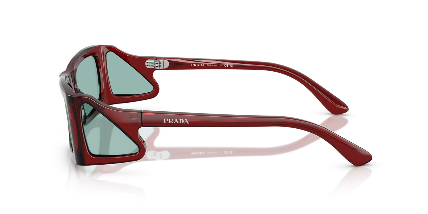Occhiali da sole Prada PR B03S (12Z40K) colore torba trasparente forma rettangolare lenti verde petrolio
