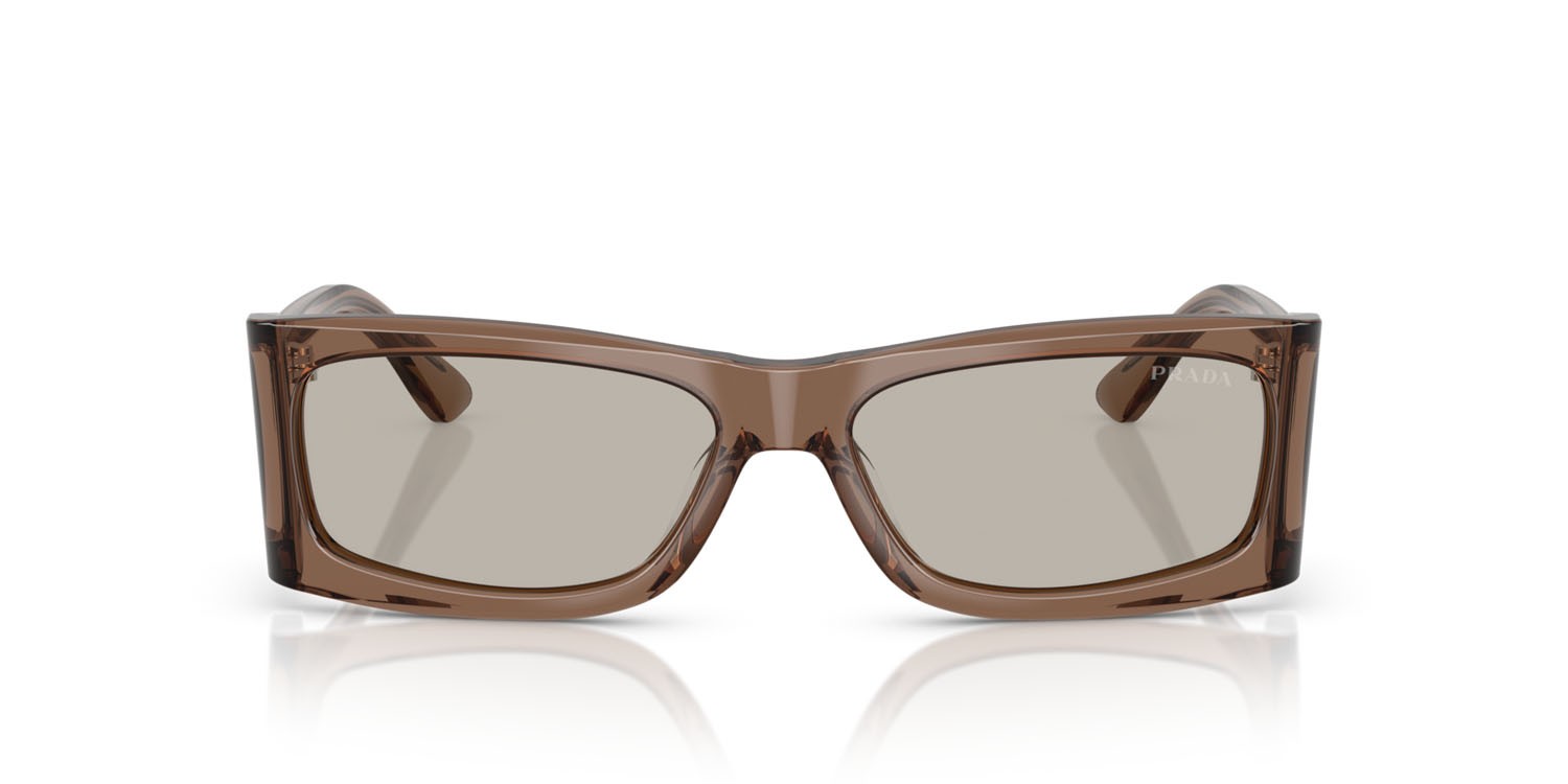 Occhiali da sole Prada PR B03S (16W5J2) colore marrone trasparente forma rettangolare lenti marrone chiaro