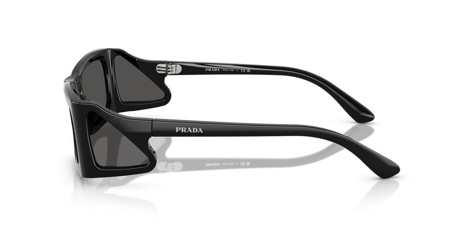 Sunglasses Prada PR B03S (1AB5S0) color nero shape rectangle lenses grigio scuro