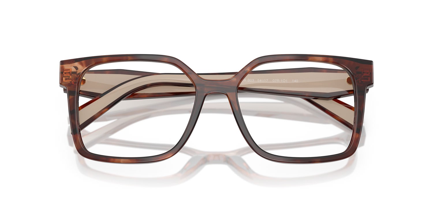 Eyeglasses Prada PR B03V (07R1O1) color caramello havana shape rectangle lenses lente demo