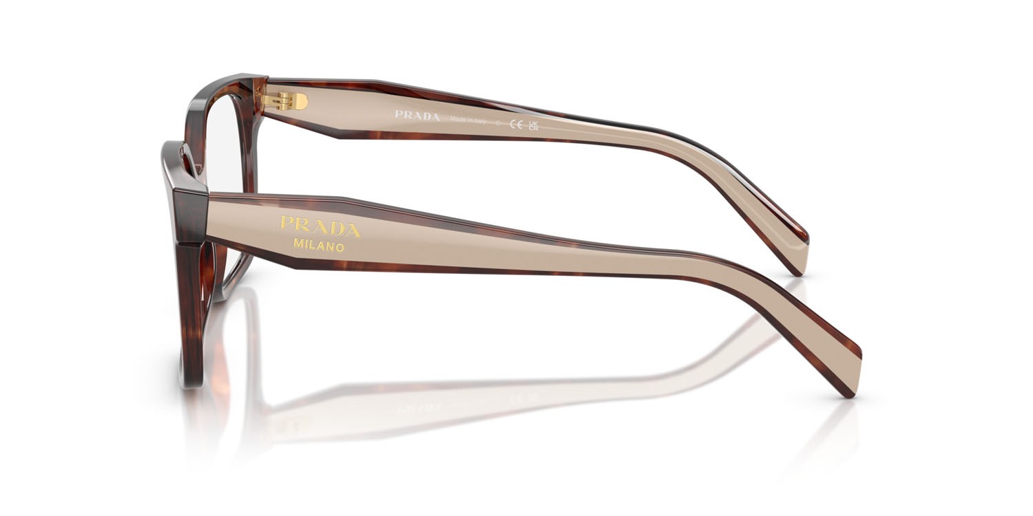 Eyeglasses Prada PR B03V (07R1O1) color caramello havana shape rectangle lenses lente demo