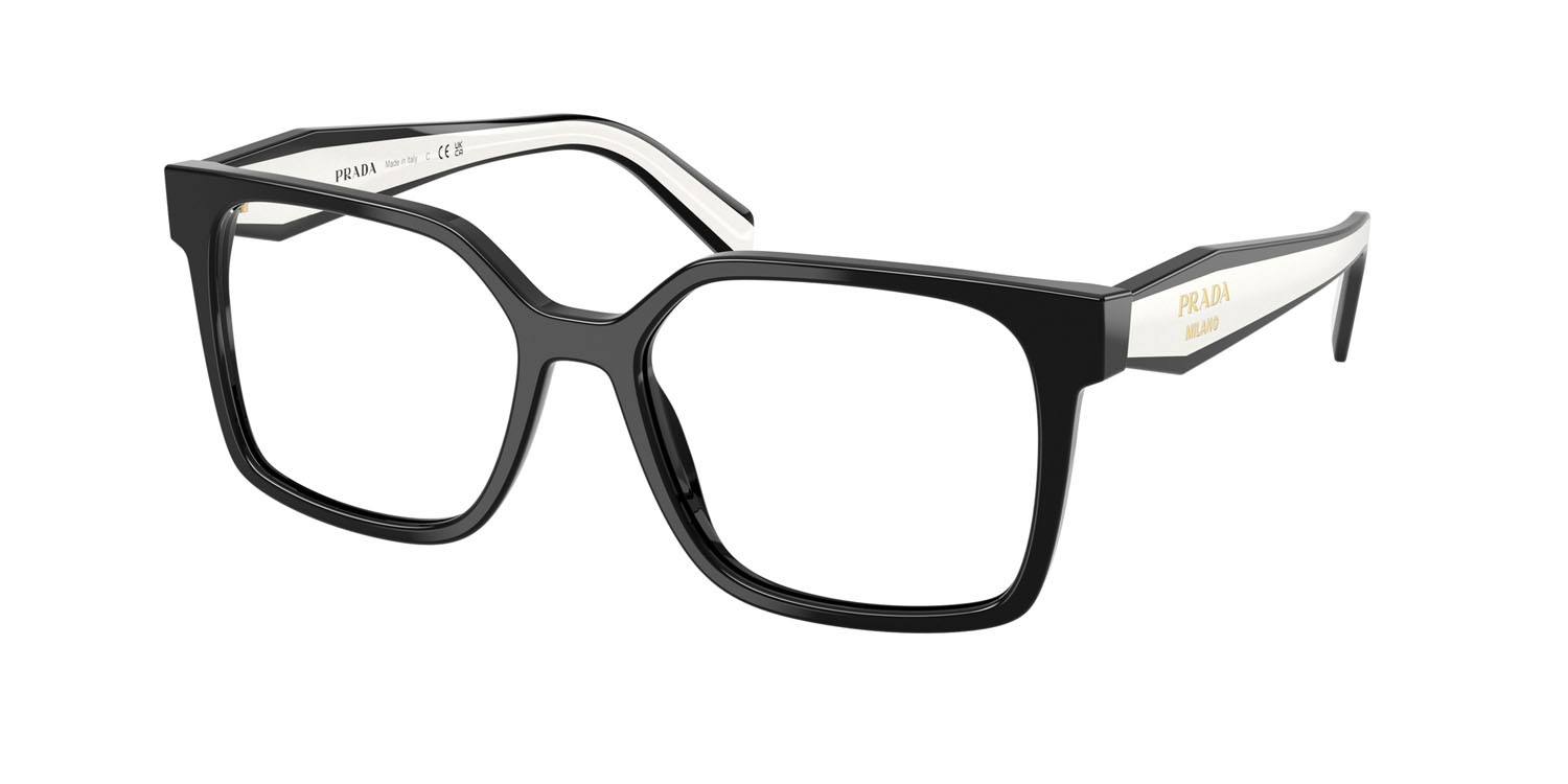 Eyeglasses Prada PR B03V (16K1O1) color nero shape rectangle lenses lente demo