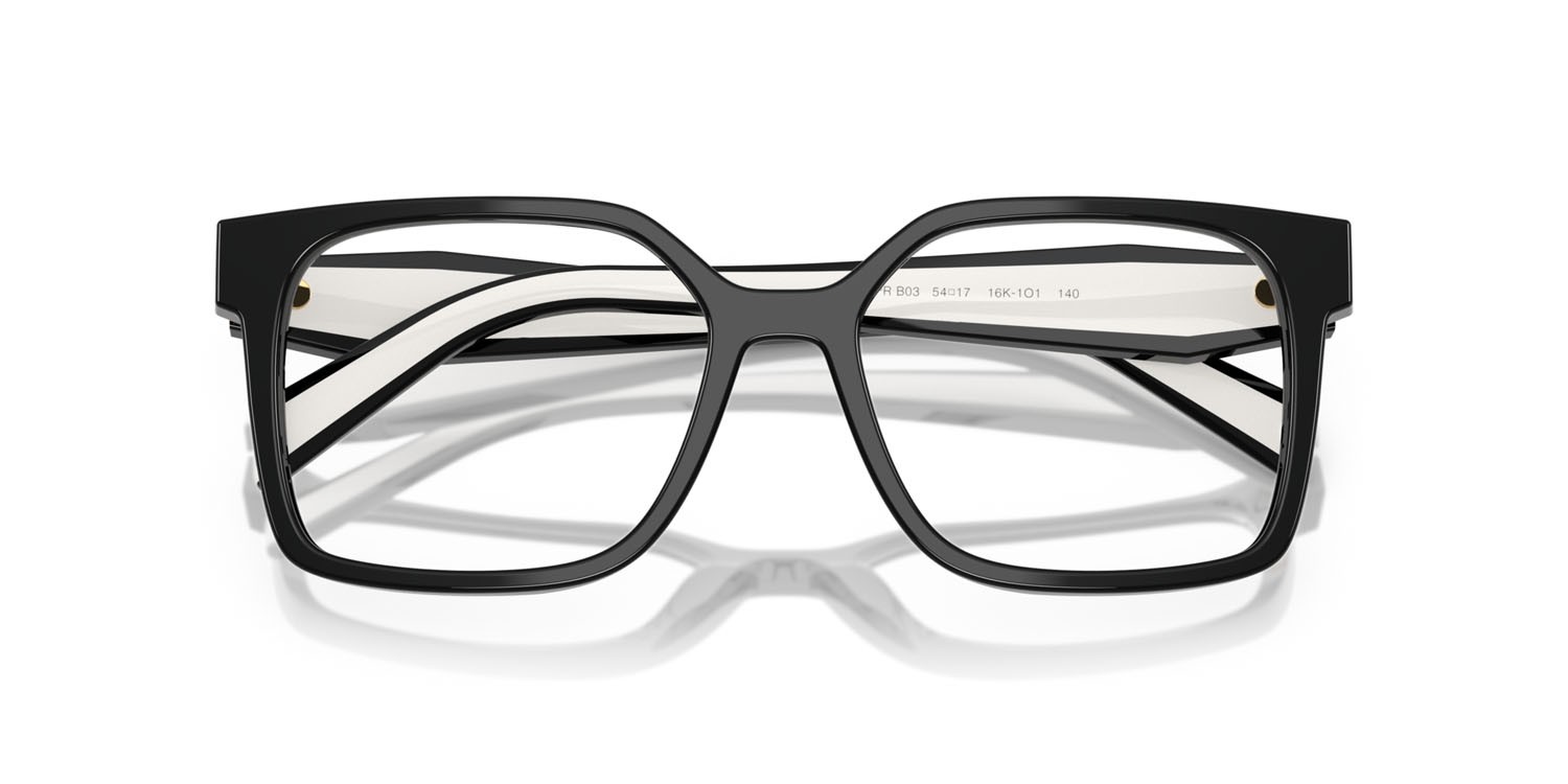 Eyeglasses Prada PR B03V (16K1O1) color nero shape rectangle lenses lente demo