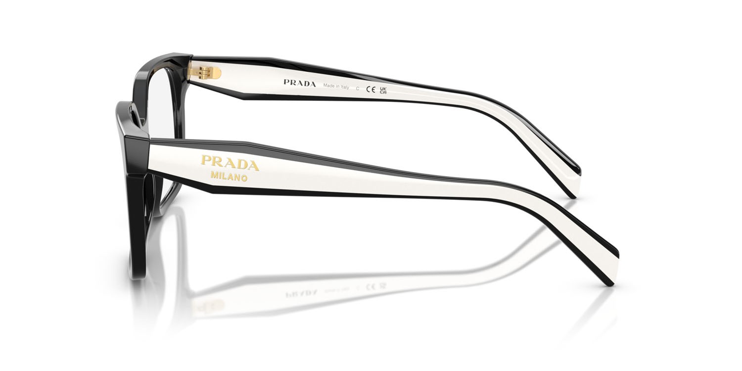 Eyeglasses Prada PR B03V (16K1O1) color nero shape rectangle lenses lente demo