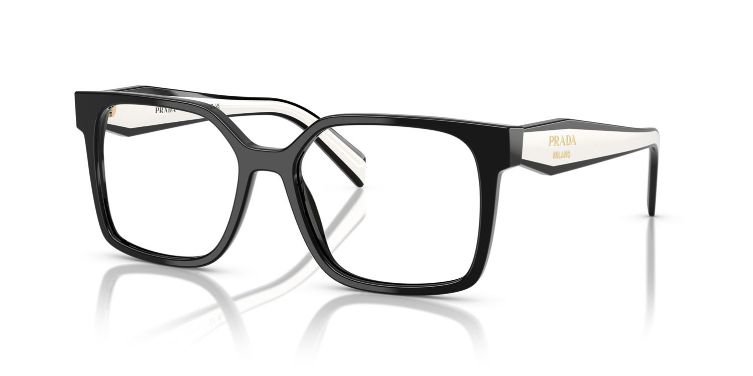 Eyeglasses Prada PR B03V (16K1O1) color nero shape rectangle lenses lente demo