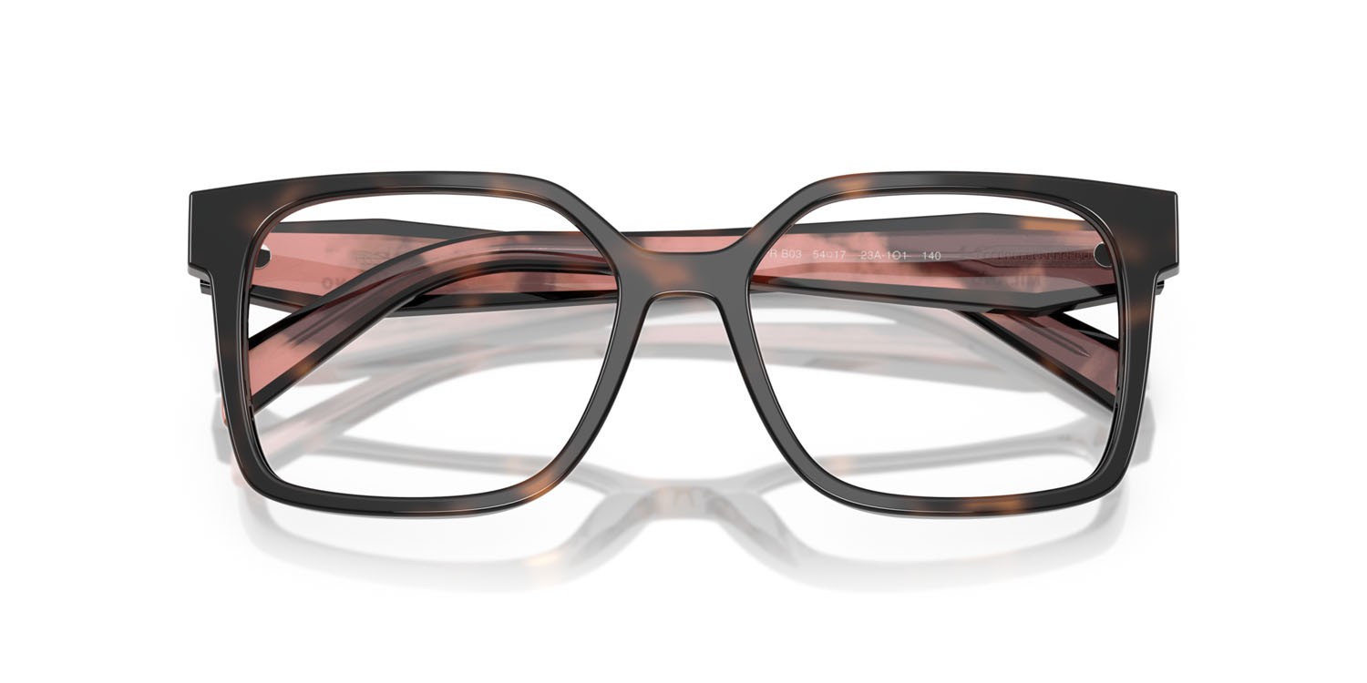 Eyeglasses Prada PR B03V (23A1O1) color malva tartarugato shape rectangle lenses lente demo