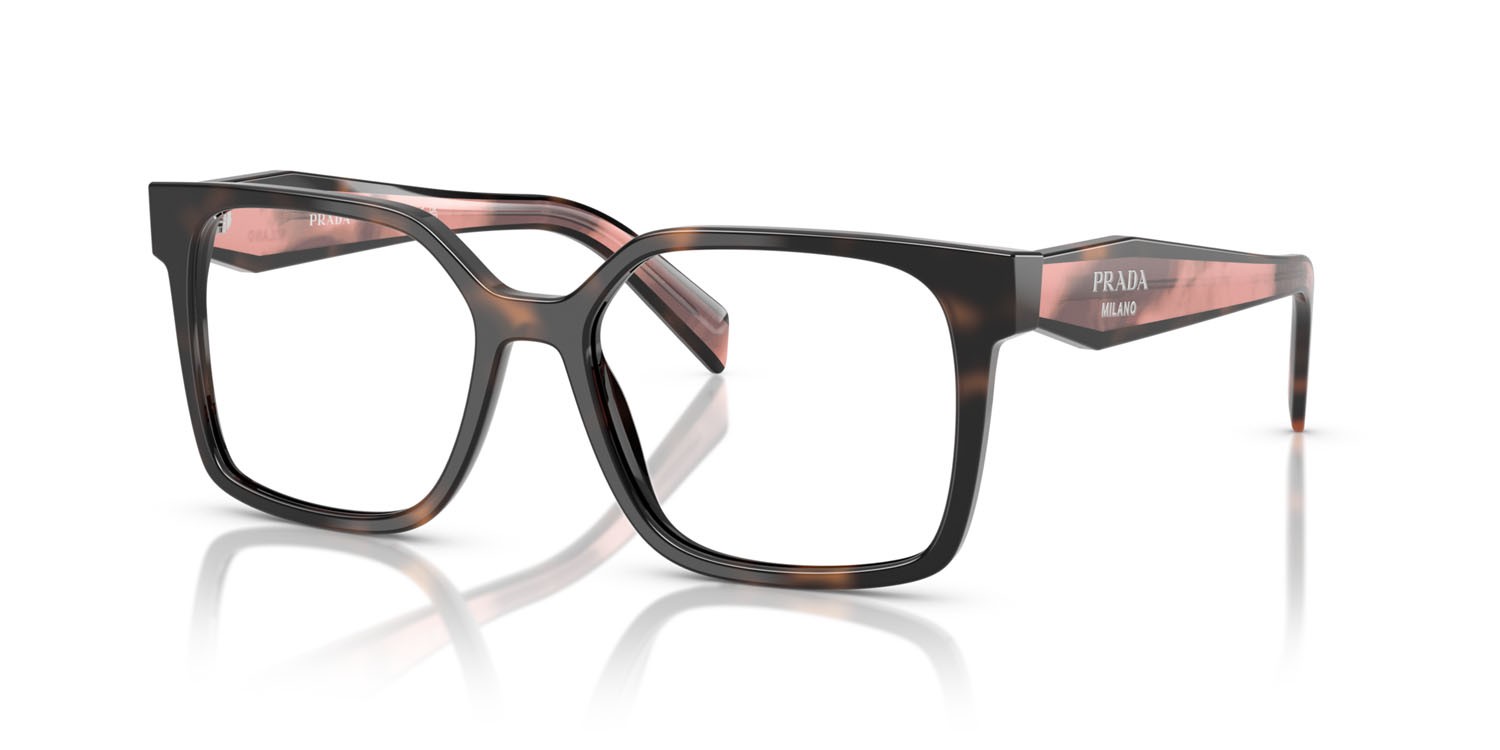 Eyeglasses Prada PR B03V (23A1O1) color malva tartarugato shape rectangle lenses lente demo