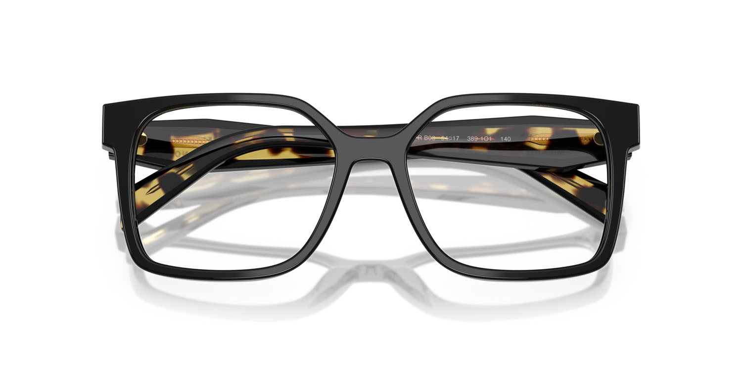 Eyeglasses Prada PR B03V (3891O1) color nero shape rectangle lenses lente demo