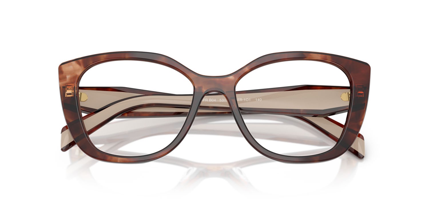 Eyeglasses Prada PR B04V (07R1O1) color caramello havana shape cat eye lenses lente demo