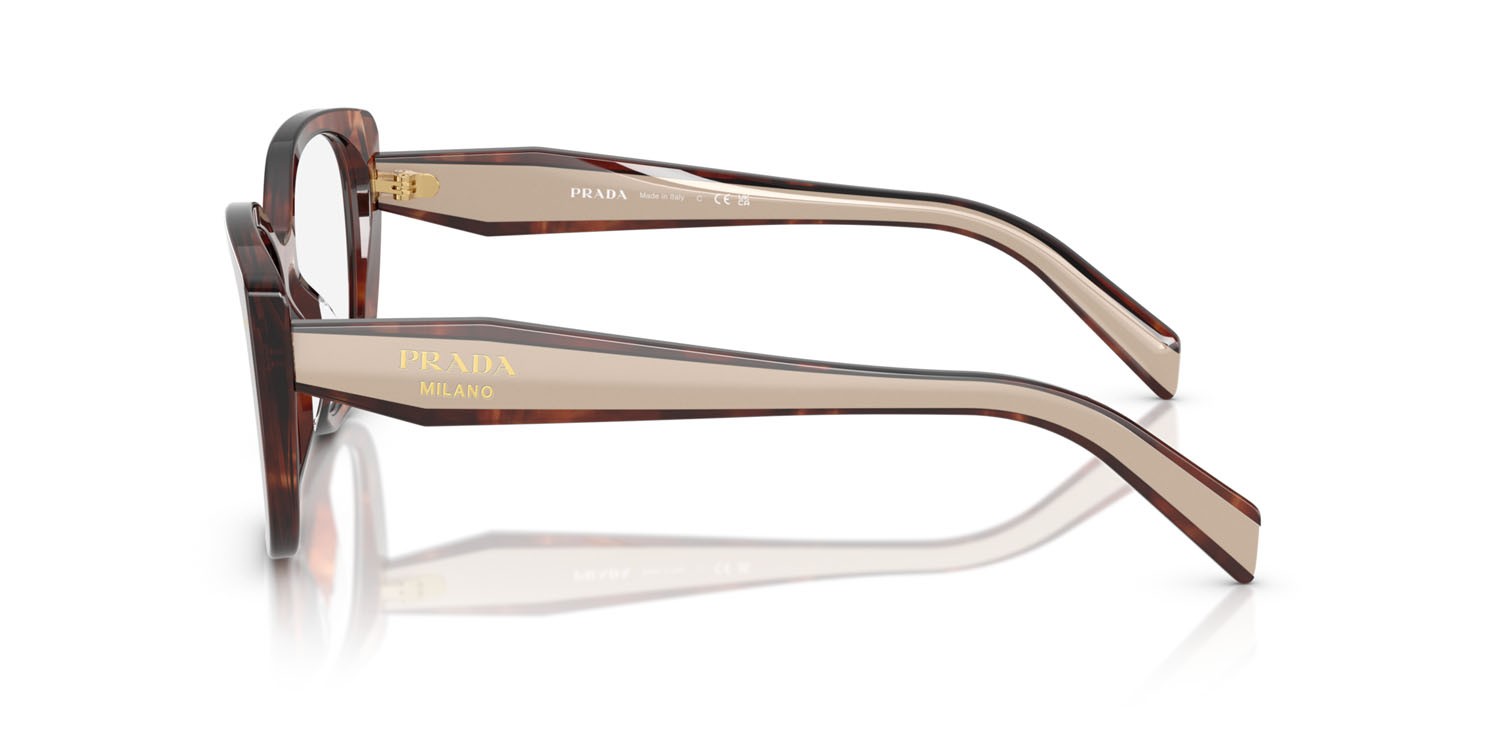 Eyeglasses Prada PR B04V (07R1O1) color caramello havana shape cat eye lenses lente demo