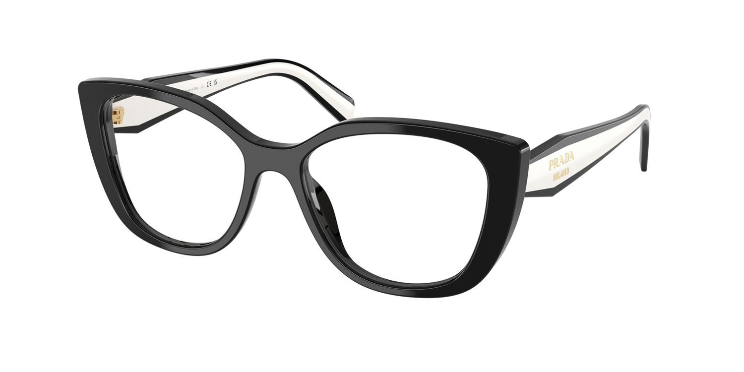 Eyeglasses Prada PR B04V (16K1O1) color nero shape cat eye lenses lente demo