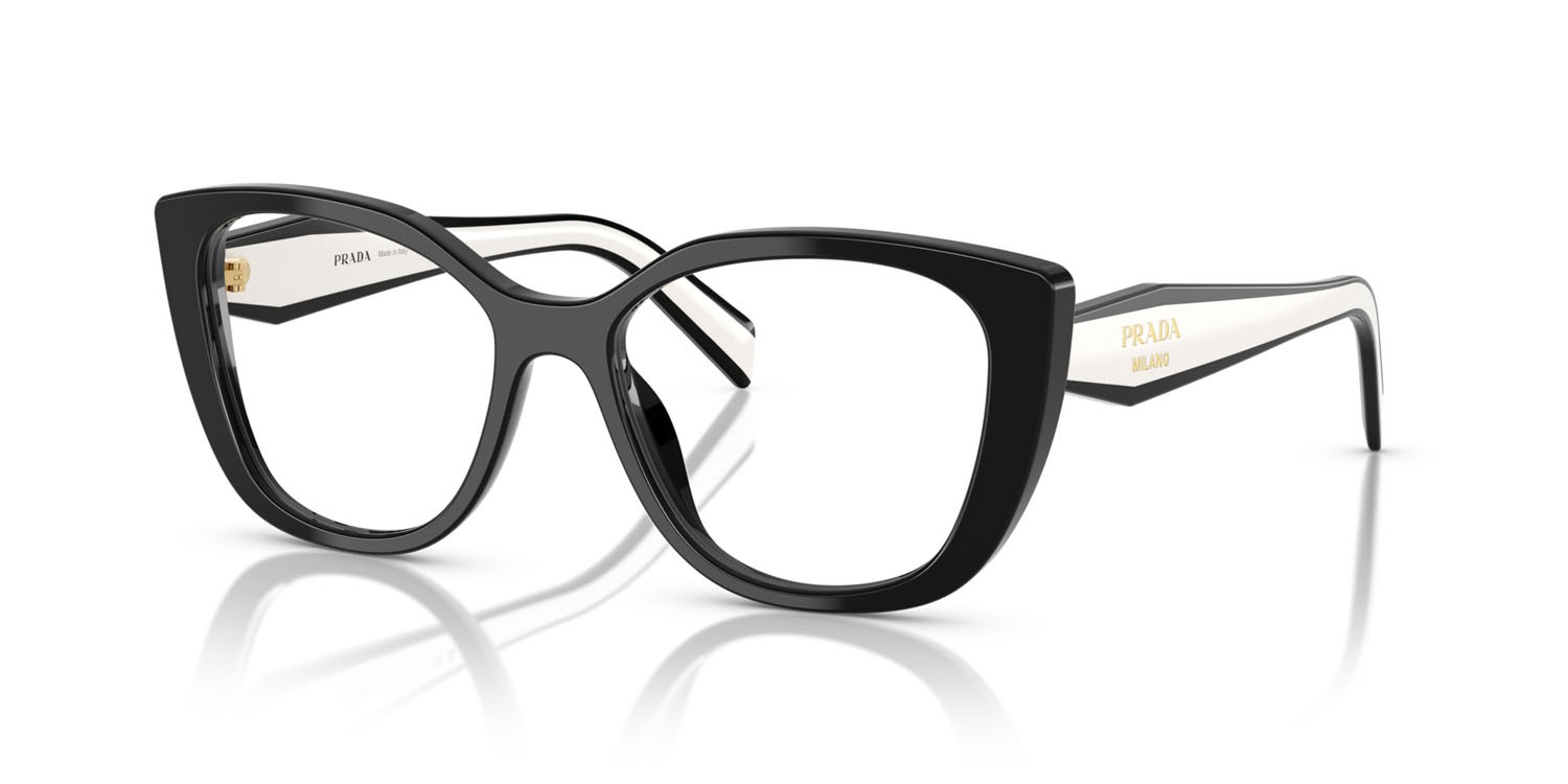 Eyeglasses Prada PR B04V (16K1O1) color nero shape cat eye lenses lente demo