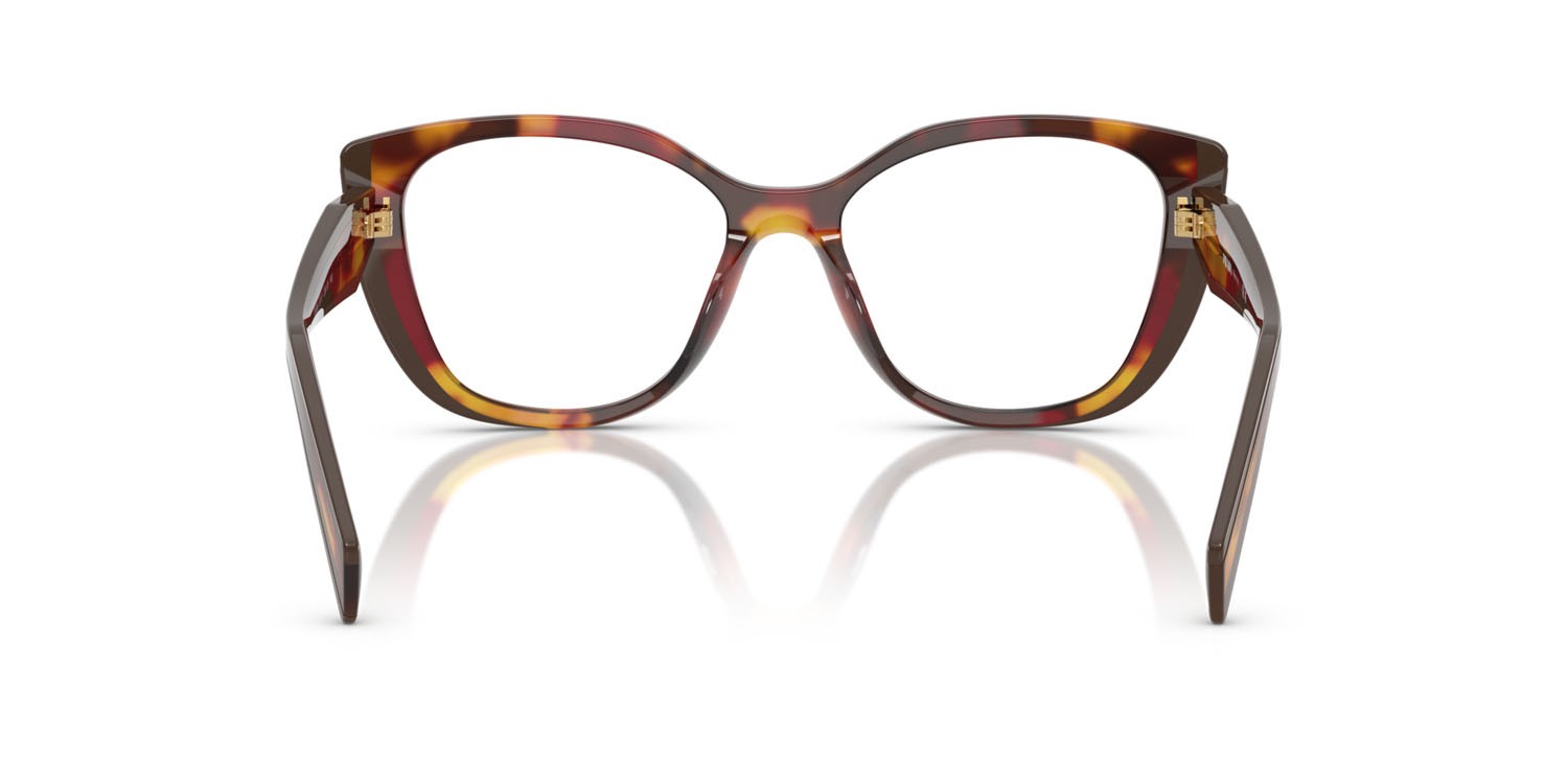 Eyeglasses Prada PR B04V (22A1O1) color papavero tartarugato/bordeaux shape cat eye lenses lente demo