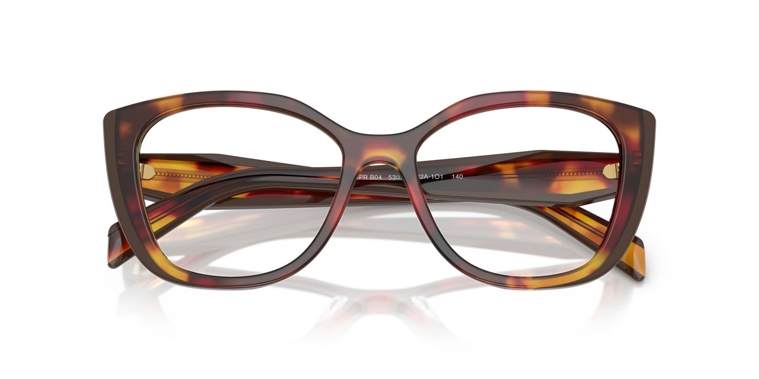 Eyeglasses Prada PR B04V (22A1O1) color papavero tartarugato/bordeaux shape cat eye lenses lente demo
