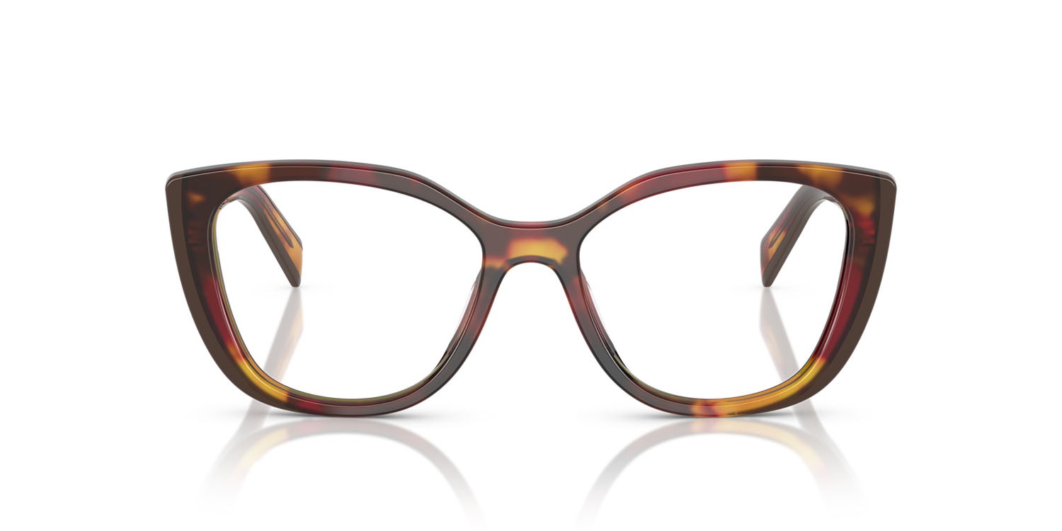 Eyeglasses Prada PR B04V (22A1O1) color papavero tartarugato/bordeaux shape cat eye lenses lente demo