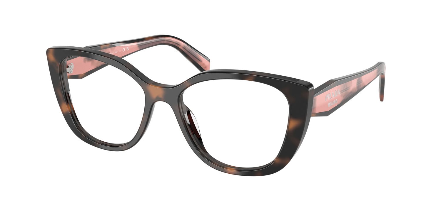 Eyeglasses Prada PR B04V (23A1O1) color malva tartarugato shape cat eye lenses lente demo